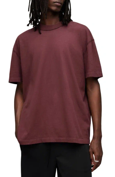 Shop Allsaints Isac Cotton T-shirt In Mars Red