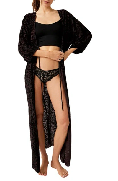 Shop Free People In My Heart Burnout Robe In Cocoa Combo