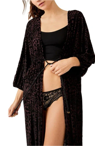 Shop Free People In My Heart Burnout Robe In Cocoa Combo