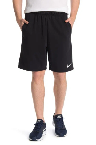 Shop Nike Dri-fit Fleece Shorts In 010 Black/white