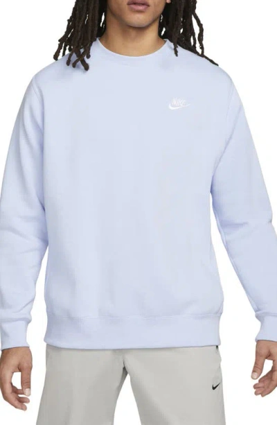 Shop Nike Club Crewneck Sweatshirt In Light Marine/ White