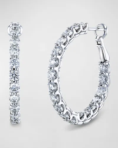 Shop Nm Diamond Collection 18k White Gold Round Diamond Wire Cup Hoop Earrings, 1"l