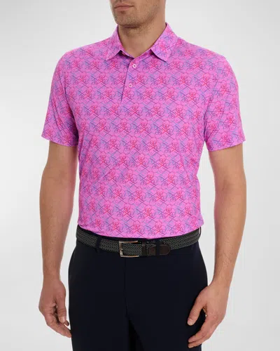 Shop Robert Graham Men's Iron Skull 2 Stretch Polo Shirt In Pink