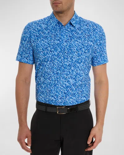 Shop Robert Graham Men's Tyne Printed Stretch Polo Shirt In Blue