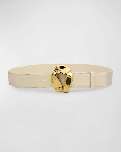 Shop Bottega Veneta Abstract Buckled Leather Belt In String M Brass