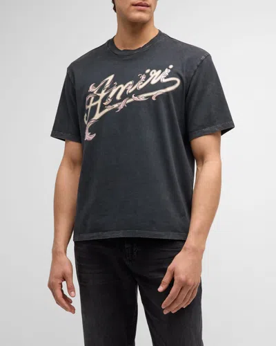 Shop Amiri Men's Filigree Logo T-shirt In Black