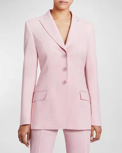 Shop Santorelli Freya Single-breasted Twill Jacket In Petal Pink