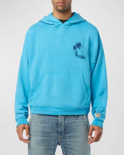 Shop Hudson Men's Cropped Palm Graphic Hoodie In Ocean