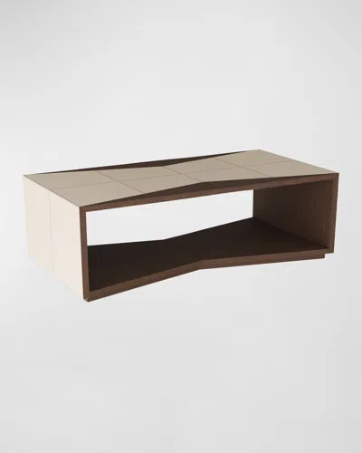 Shop Arteriors Yuki Leather Cocktail Table In Brown, Tan