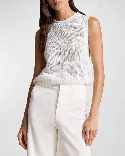 Shop Polo Ralph Lauren Linen-cotton Sleeveless Sweater Tank In White