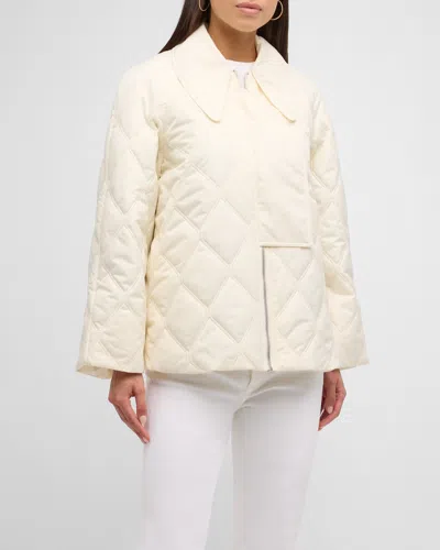 Shop Ganni Quilted Ripstop Jacket In Egret