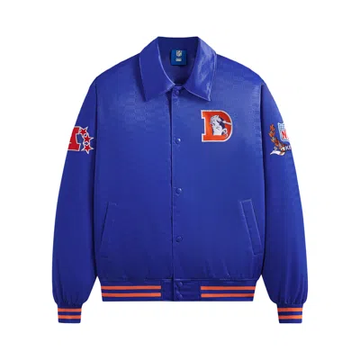 Pre-owned Kith For The Nfl: Broncos Satin Bomber Jacket 'sonam' In Blue