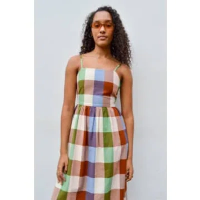 Shop Thinking Mu Paola Multicolour Check Dress