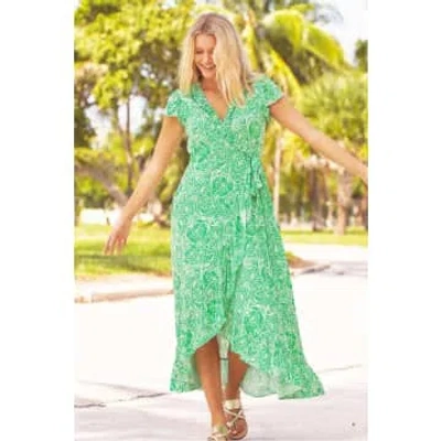 Shop Aspiga Demi Wrap Dress In Floral Green And White