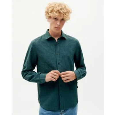 Shop Thinking Mu Mens Green Seersucker Thomas Shirt
