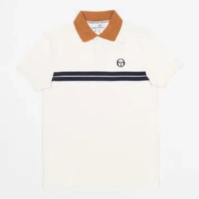 Shop Sergio Tacchini Supermac Polo Shirt In White & Brown
