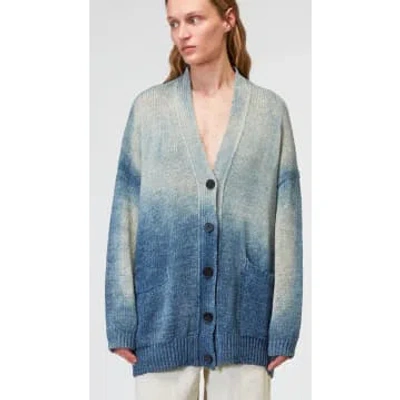 Shop Roberto Collina Knit Long Bleach Over Cardigan In Blue