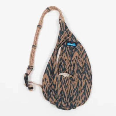 Shop Kavu Mini Rope Bag In Print Blue & Tan