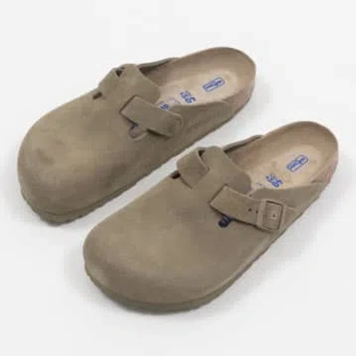 Shop Birkenstock Boston Soft Footbed Suede Sandals In Faded Khaki In Neutrals