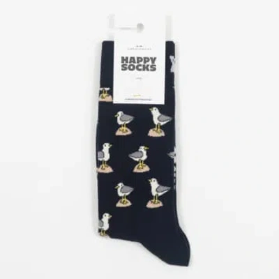 Shop Happy Socks Seagull Socks In Navy In Blue