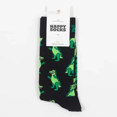 Shop Happy Socks Inflatable Dino Socks In Black & Green