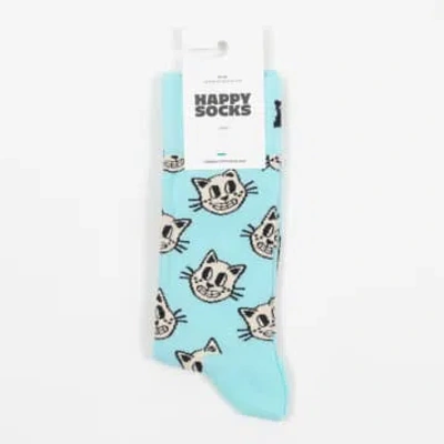 Shop Happy Socks Cat Socks In Light Blue
