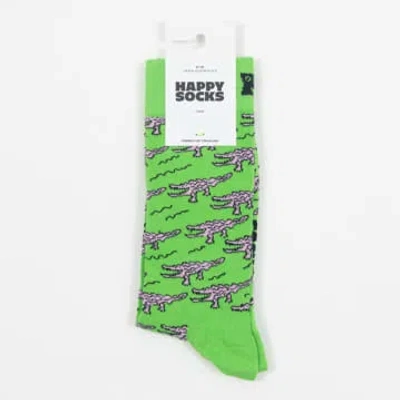 Shop Happy Socks Crocodile Socks In Green