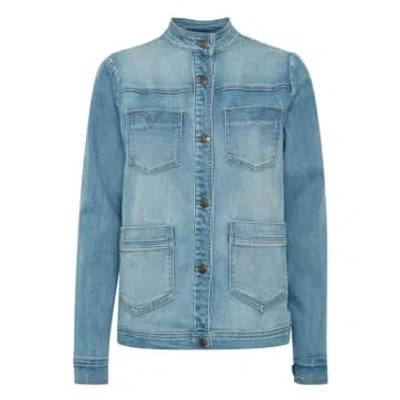 Shop Pulz Pztuba Denim Jacket Light Blue