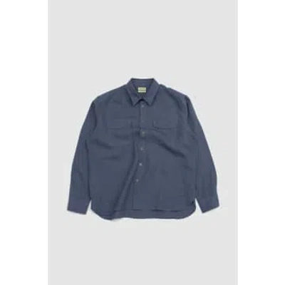 Shop De Bonne Facture Two Pocket Overshirt Pastel Blue