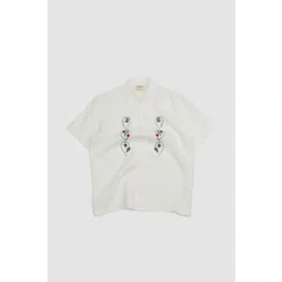 Shop De Bonne Facture Camp Collar Embroidered Shirt Off White
