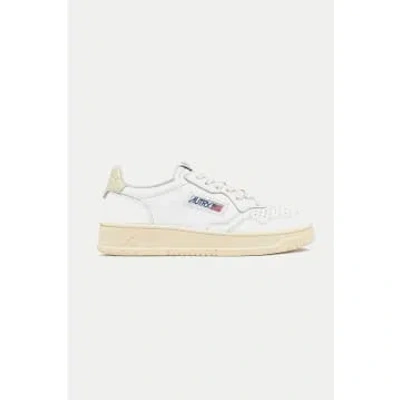 Shop Autry White Asparagus Medalist Leather Trainer Womens