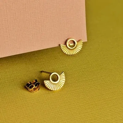 Shop Vurchoo Jewellery Art Deco Stud Earrings In Gold