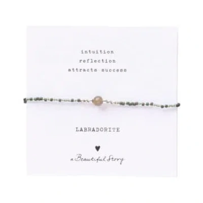 Shop A Beautiful Story Iris Card Labradorite Silver Coloured Bracelet In Metallic