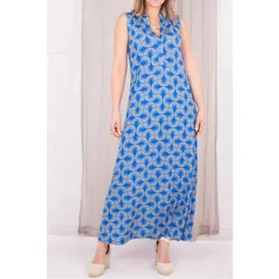 Shop Rosso35 Printed Sleeveless Maxi Dress In Blue