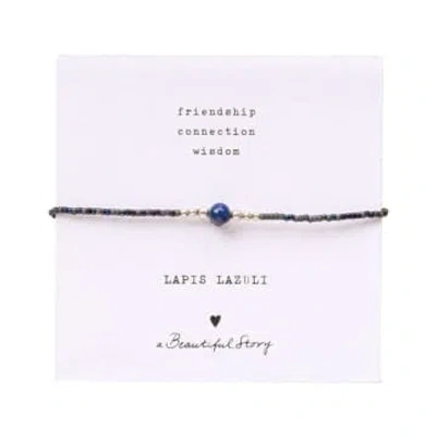 Shop A Beautiful Story Iris Card Lapis Lazuli Silver Coloured Bracelet In Metallic