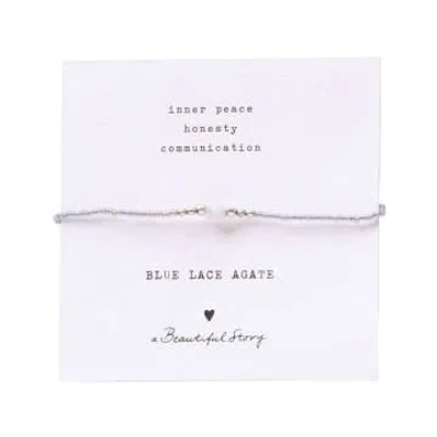 Shop A Beautiful Story Iris Card Blue Lace Agate Silver Coloured Bracelet