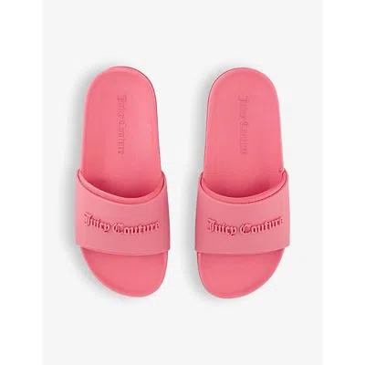 Shop Juicy Couture Women's Pink Lemonade Breanna Logo-embossed Rubber Sliders