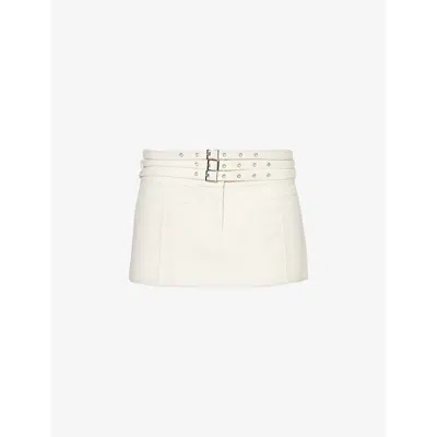 Shop Aya Muse Women's Off White Apure Welt-pocket Wool-blend Mini Skirt