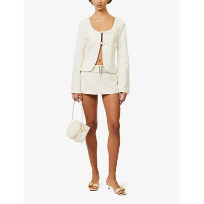 Shop Aya Muse Womens Off White Apure Welt-pocket Wool-blend Mini Skirt