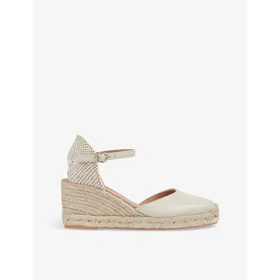 Lk Bennett Womens Cre-ecru Marissa Wedge-heel Leather Espadrilles In Cre-ecru
