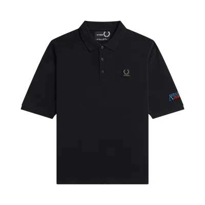 Pre-owned Fred Perry X Raf Simons Embroidered Oversized Polo 'black'