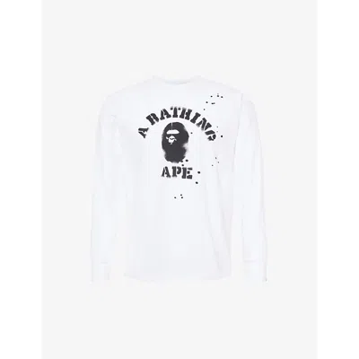Shop A Bathing Ape Mens White X Joshua Vides Branded-print Cotton-jersey T-shirt