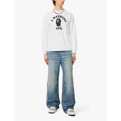 Shop A Bathing Ape Men's White X Joshua Vides Branded-print Cotton-jersey T-shirt