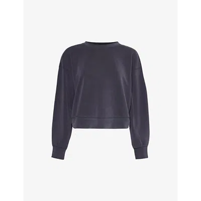 Shop Lululemon Perfectly Oversized Cropped Recycled Polyester-blend Sweatshirt In Black