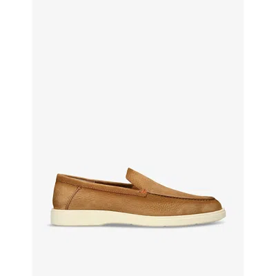 Shop Santoni Detroit Contrast-sole Leather Loafers In Tan