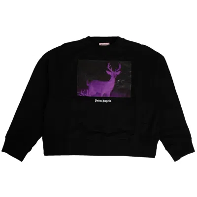 Pre-owned Palm Angels Deer Print Crewneck Sweatshirt 'black'