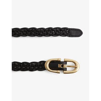 Shop Reiss Women's Black Bailey Horseshoe-buckle Leather Belt