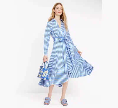 Shop Kate Spade Julia Stripe Wrap Dress In Wild Blue Iris/fresh