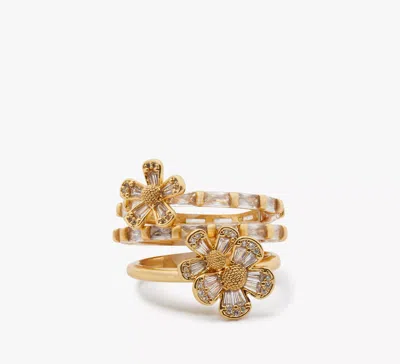 Shop Kate Spade Fleurette Ring Set In Clear/gold