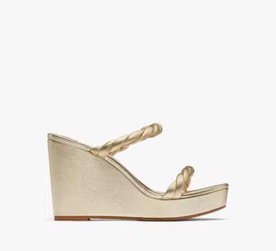 Shop Kate Spade Nina Wedge Sandals In Pale Gold